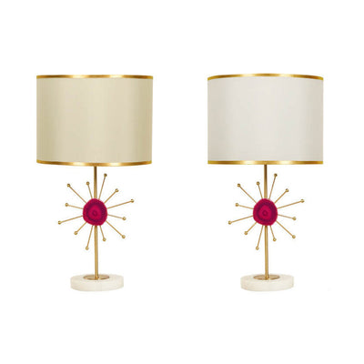 Lampe de table 1 lumière avec base en agate en tissu de luxe léger européen 