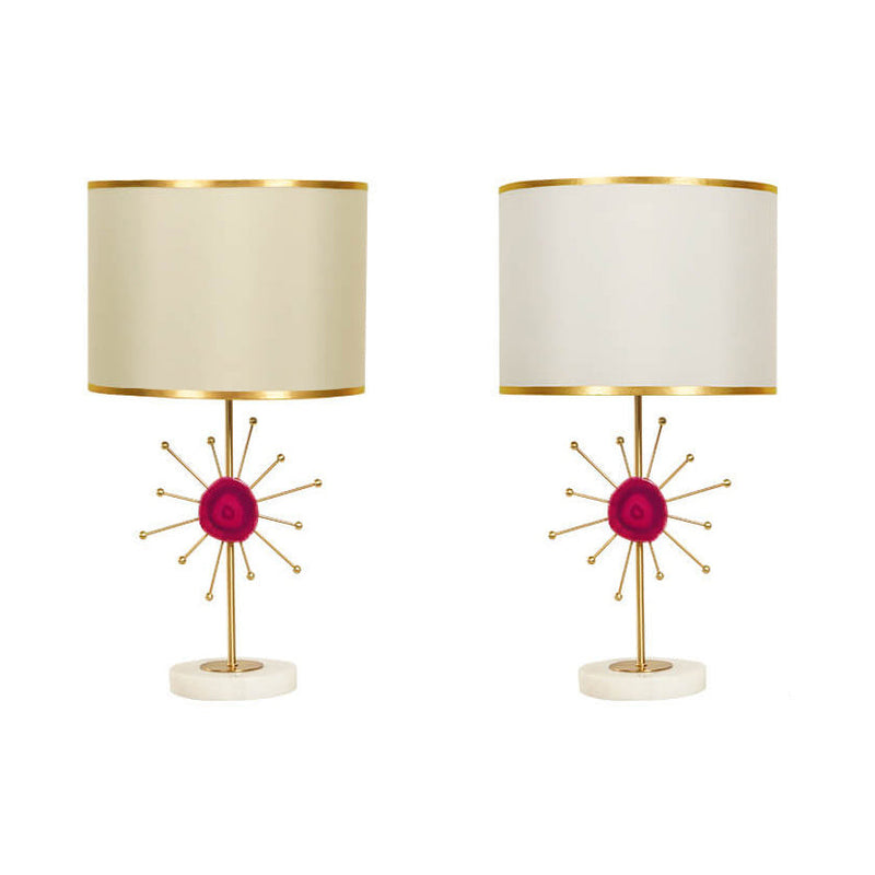 Lampe de table 1 lumière avec base en agate en tissu de luxe léger européen 