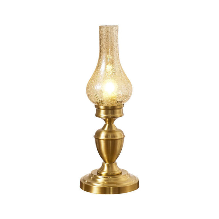 Vintage All Brass Wooden Glass Kerosene Lamp Design 1- Light Table Lamp