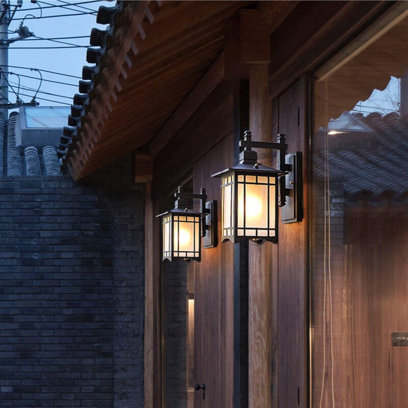 Lampe murale 1 lumière en forme de pavillon chinois en aluminium solaire étanche moderne 