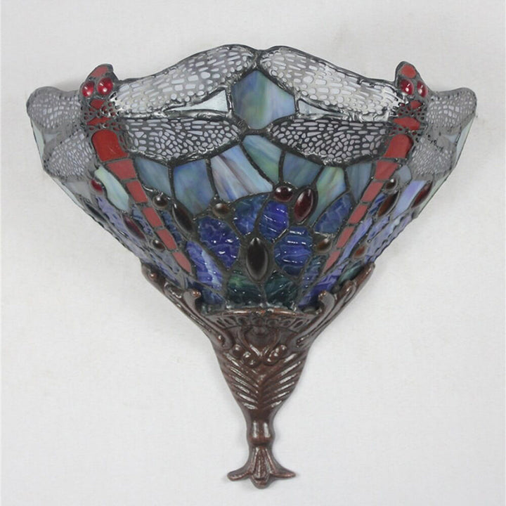 Europäische Tiffany Libelle Buntglas 1-Licht Wandleuchte 