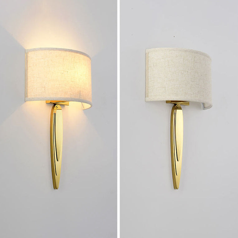 Moderne minimalistische Stoffschirm-Spiegel-Edelstahl-Wandleuchte mit 1 Licht 
