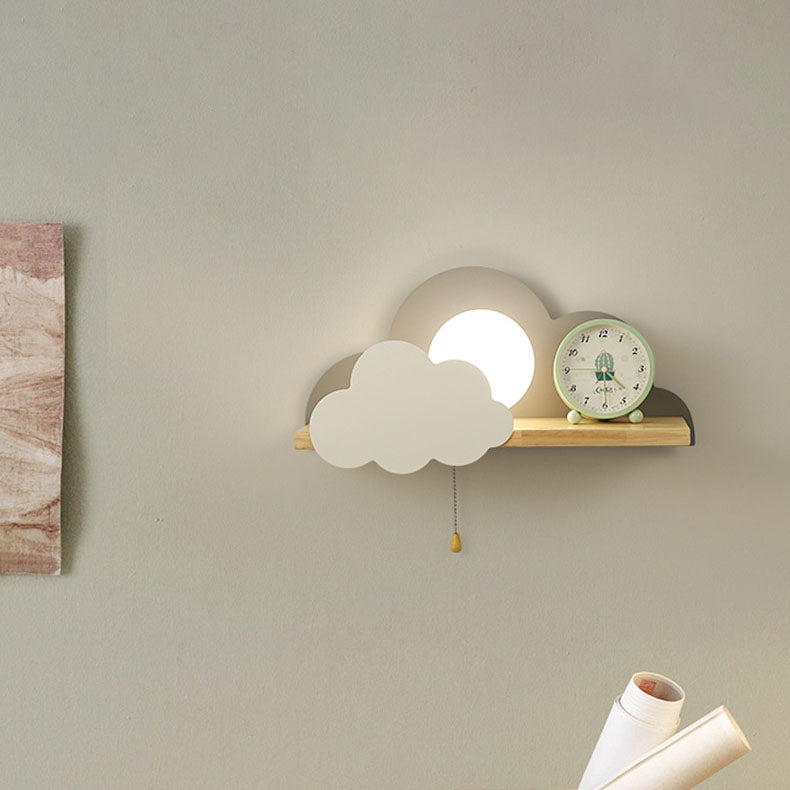 Applique Murale à 1 Lumière en Verre Nuage Macaron Nordique en Bois 