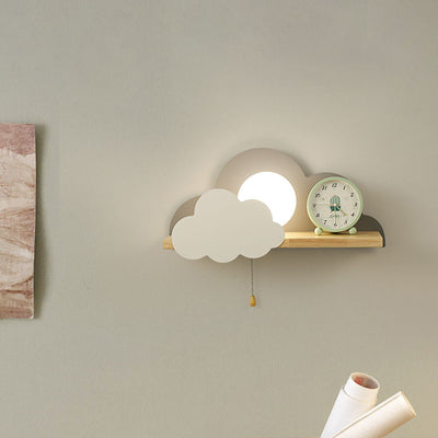 Nordic Macaron Cloud Glass Wood 1-Licht Wandleuchte