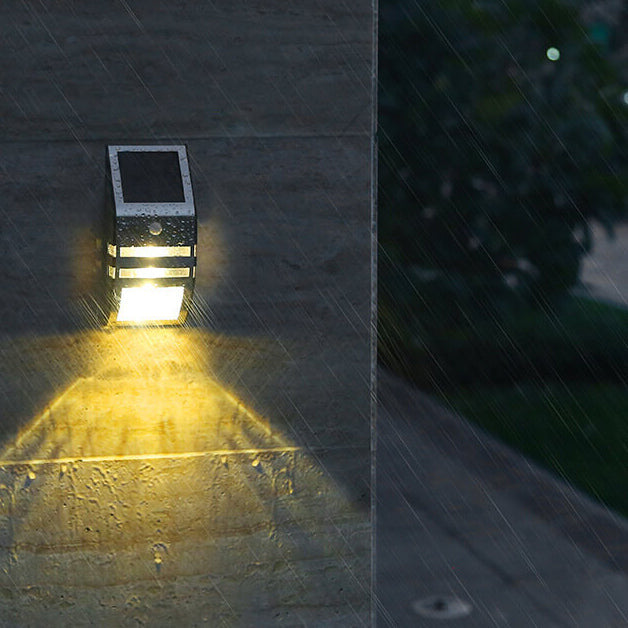 Lámpara de Aplique de Pared LED para Jardín con Sensor de Acero Inoxidable Trapezoidal Solar para Exteriores 