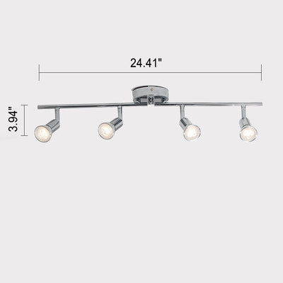 Modern Pure Chrome Metal 4-Light Spotlight Flush Mount Light