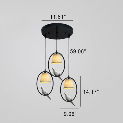 Nordic Minimalist Bird Fabric Circle 1/3 Light Island Light Chandelier