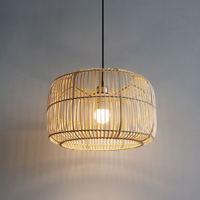 Chinese Minimalist Rustic Bamboo Art 1-Light Pendant Light