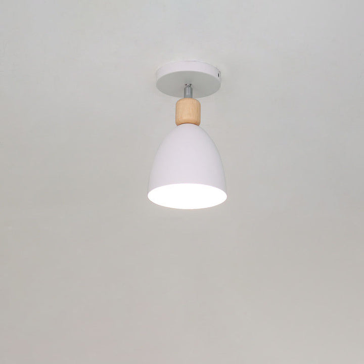 Minimalist Macaron Solid Color Iron Wood 1-Light Semi-Flush Mount Light