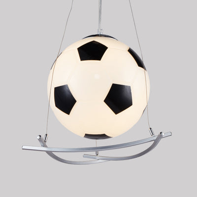 Cartoon Creative Soccer Glass Iron 1-Light Kids Pendant Light