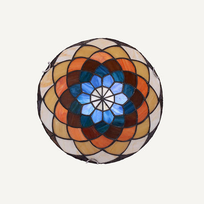 Europäische Tiffany-Buntglas-runde 2/3-Licht-Deckenleuchte zur bündigen Montage 