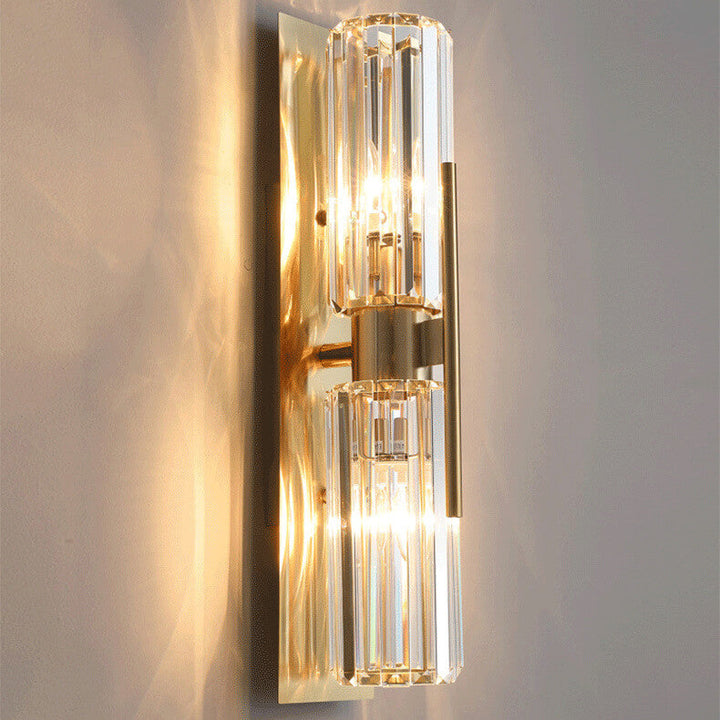 Modern Luxury Crystal Metal Strip 2-Light Wall Sconce Lamp