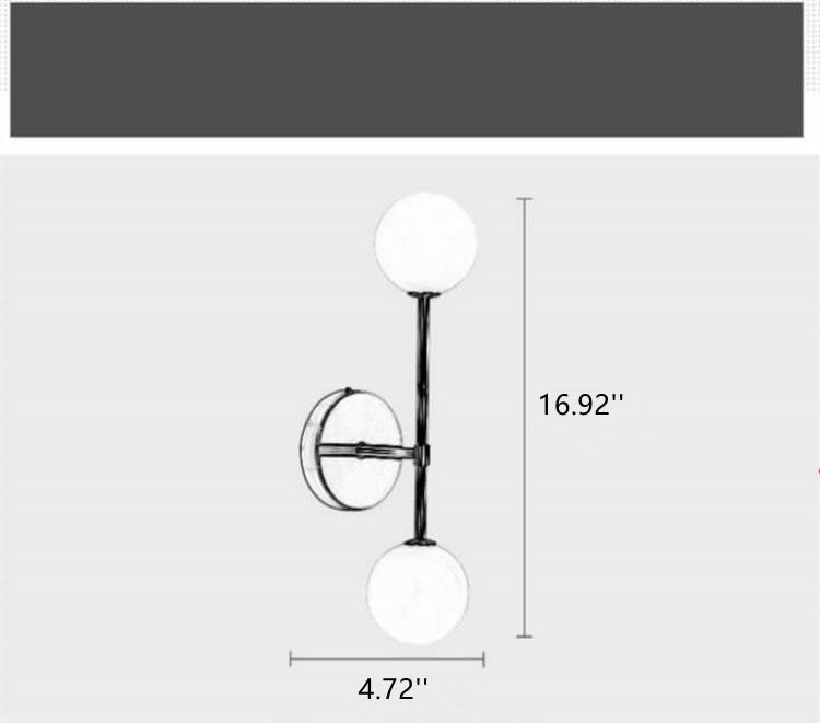 Glass Ball 2-Light  Metal bracket Globe Armed Sconce Lamp