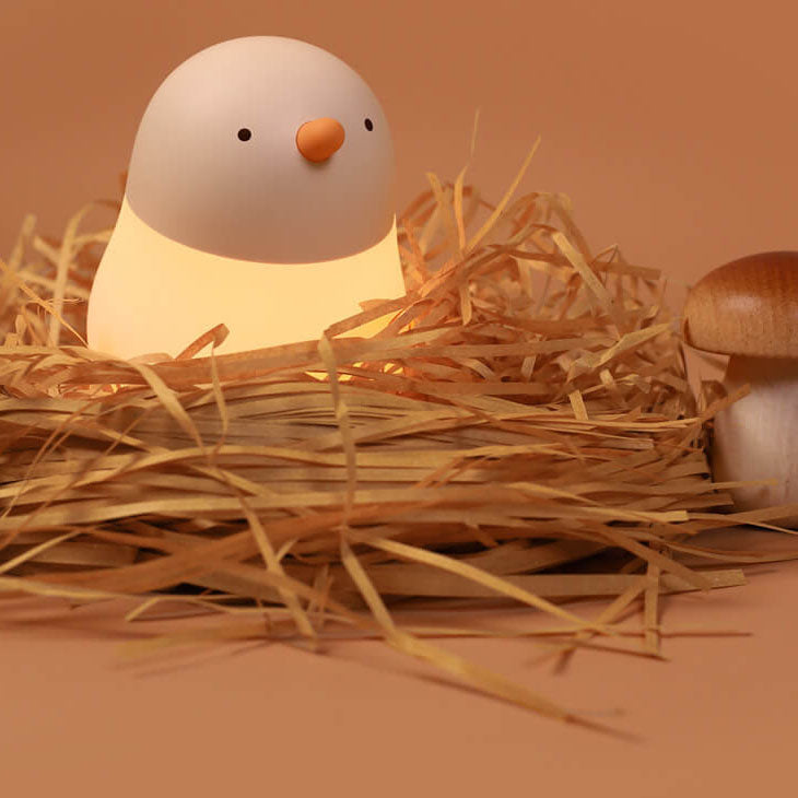 Lampe de table LED avec veilleuse en silicone créative en forme de poussin de dessin animé 