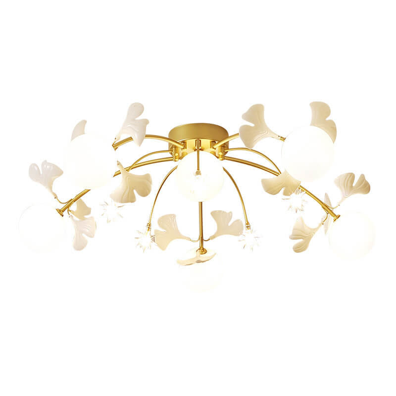 Nordic Petal Glass Orb  6-Light Semi-Flush Mount Ceiling Light