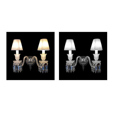 European Vintage Luxury Crystal Candelabra 2-Light Wall Sconce Lamp