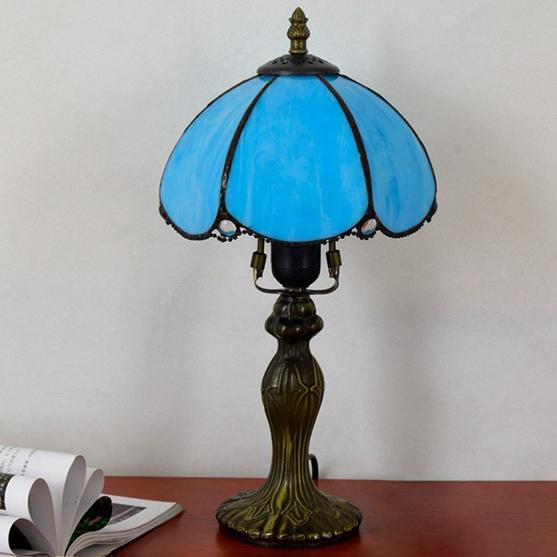 European Minimalist Tiffany Blue Glass 1-Light Table Lamp