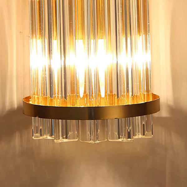 Lámpara de Aplique de Pared de 2 Luces con Columna Plateada de Cristal de Lujo Nórdico 