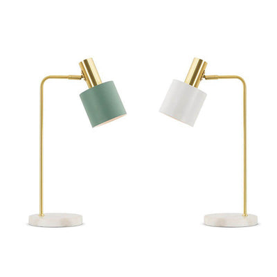 Lampe de Table Réglable à 1 Lumière en Marbre Cylindrique de Luxe Nordique 