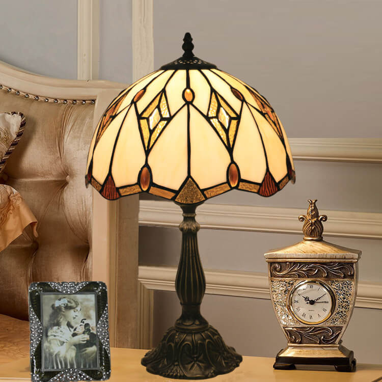 Lampe de Table à 1 Lumière en Verre Tiffany Baroque Gems Dome 