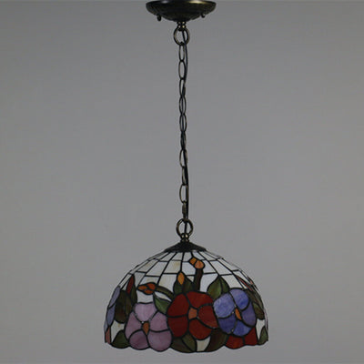 Tiffany European Stained Glass Dome 1-Light Pendant Light