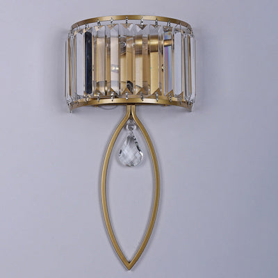 Moderne Luxus-Kristall-Halbsäulen-Ovalring-2-Licht-Wandleuchte 