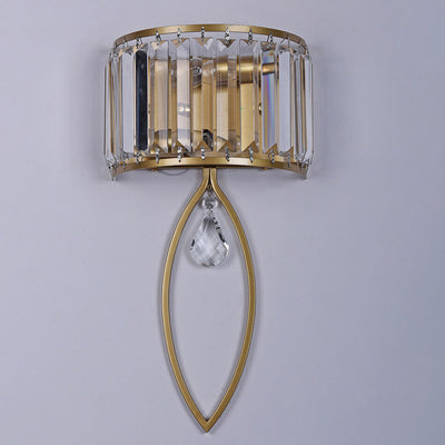 Modern Luxury Crystal Half Column Oval Ring 2-Light Wall Sconce Lamp