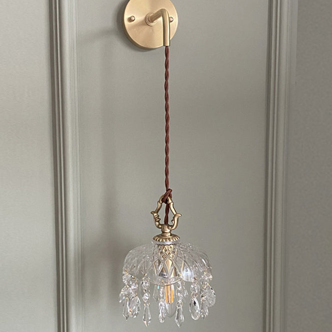 Vintage Decorative Floral Crystal 1-Light Wall Sconce Lamp