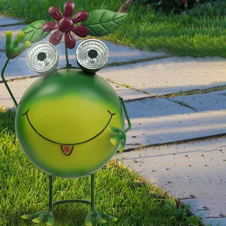 Luz solar LED impermeable para jardín, césped y paisaje con rana decorativa de hierro de estilo contemporáneo y creativo para patio exterior 