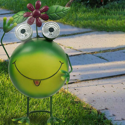 Outdoor Solar Iron Frog Waterproof LED Garden Lawn Landscape Light