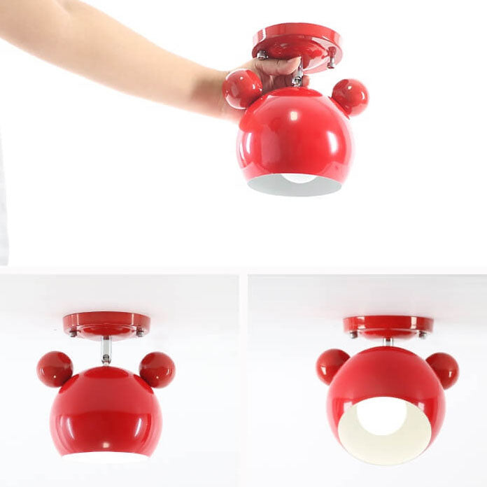 Contemporary Nordic Cartoon Dome Shape Iron 1-Light Semi-Flush Mount Ceiling Light For Hallway