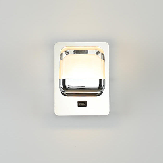 Lampe murale LED carrée en acrylique simple et moderne en acier inoxydable 