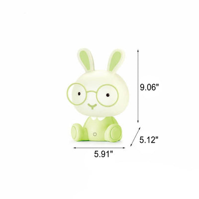 Lampe de table LED USB avec lumière de nuit, lapin créatif avec lunettes 