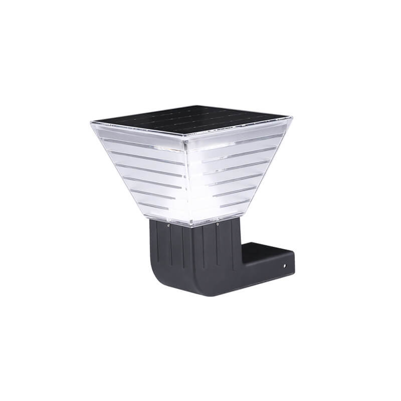 Luz de pared exterior LED solar de plástico y aluminio negro cuadrado moderno 