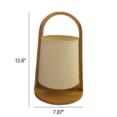 Nordic Creative Solid Wood Fabric Shade Portable Cylinder 1-Light Table Lamp