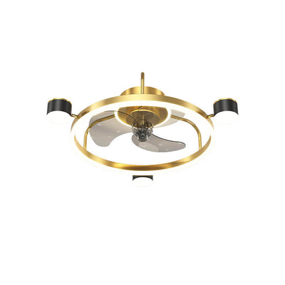 Modern Luxury Round Starry Sky Projection LED Flush Mount Ceiling Fan Light