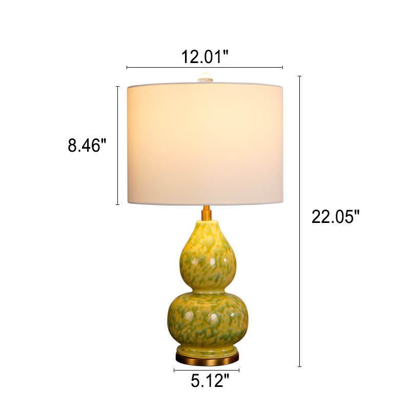 Chinese Light Luxury Gourd Ceramic 1-Light Table Lamp