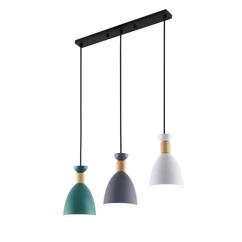 Nordic Simple Macaron Cone 3-Light Island Light Chandelier