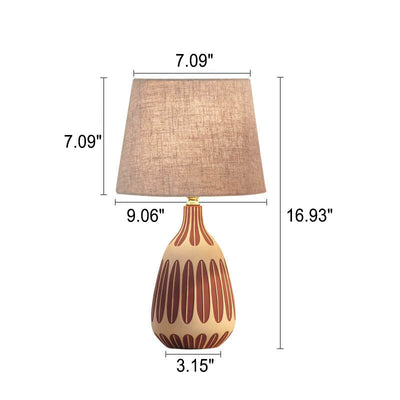 1-flammige Tischlampe aus Keramikgewebe mit nordischem vertikalem Muster