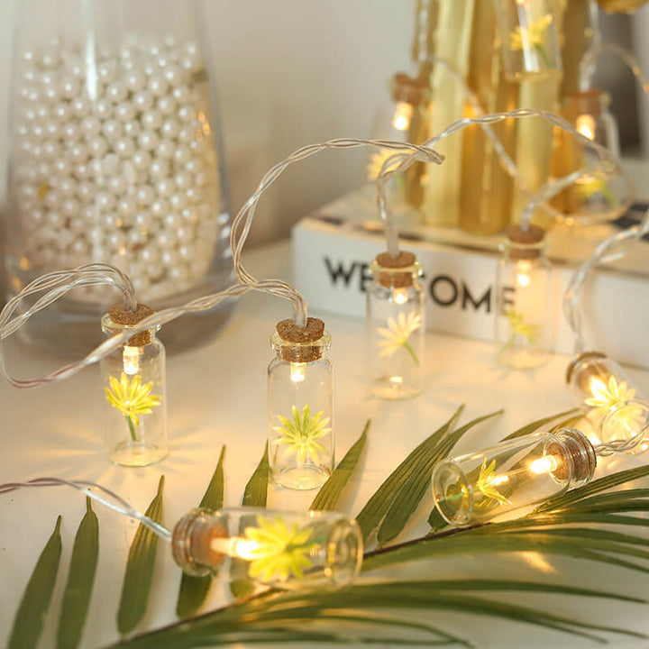 Lumière de chaîne décorative à LED de Noël avec bouteille à souhaits, arbre, neige et boîtier à piles 
