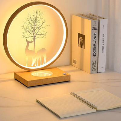 Decorative Tree & Deer's Mobile Phone Wireless Charging Touch Dimming LED Table Lamp