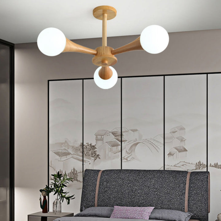 Lustre semi-encastré à 3/4/5 lumières en forme de bûche japonaise 