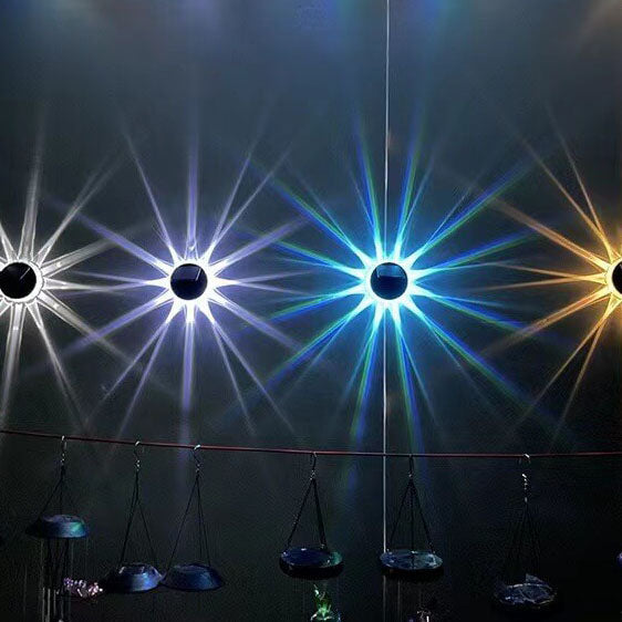 مصباح شمسي خارجي بتصميم بتلات دائري ABS LED مقاوم للماء لجدار السياج 