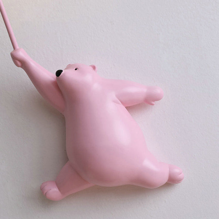 Moderne kreative 1-flammige Wandleuchte aus Kunstharz und Acryl in Bärenform fürs Schlafzimmer 