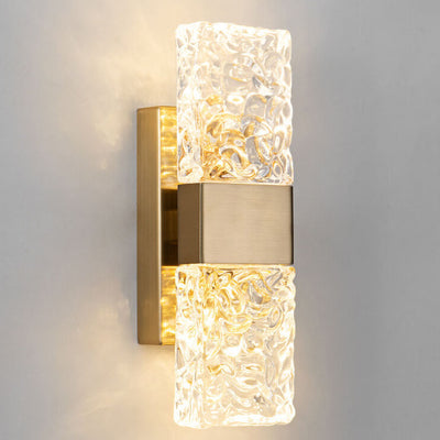 Moderne, quadratische, quadratische Ripple Crystal Gold LED-Wandleuchte