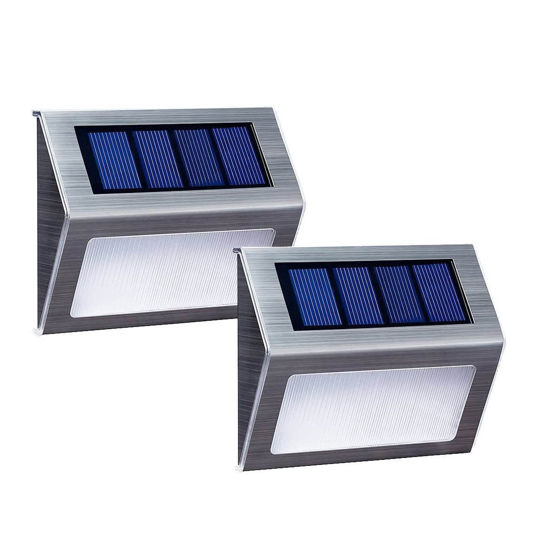 Einfaches Solar-Edelstahl-3-LED-Gartenstufenlicht für den Außenbereich 
