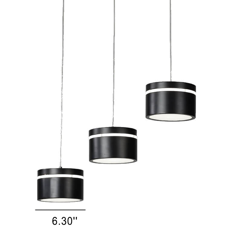 Nordischer minimalistischer LED-Kronleuchter aus Eisen mit rundem Trommelschirm und 3 Lichtern 