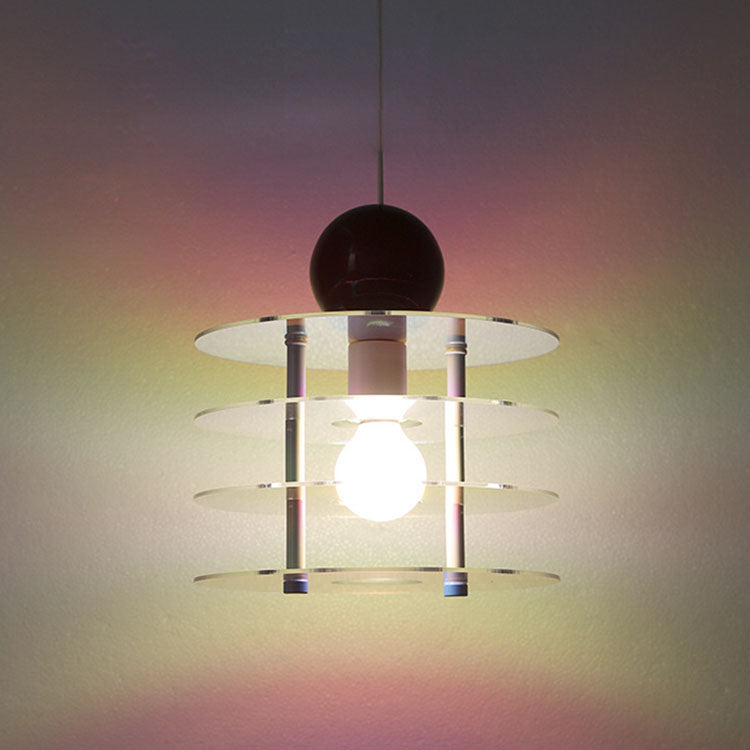 Zeitgenössische nordische bunte Acryl fliegende Untertasse 1-Licht Pendelleuchte für Schlafzimmer 