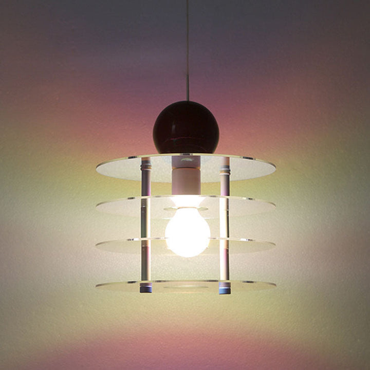 Zeitgenössische nordische bunte Acryl fliegende Untertasse 1-Licht Pendelleuchte für Schlafzimmer 