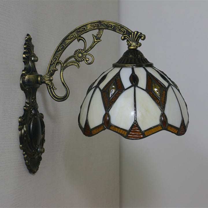 Applique Murale Tiffany Vintage Baroque Géométrique Bol 1 Lumière 